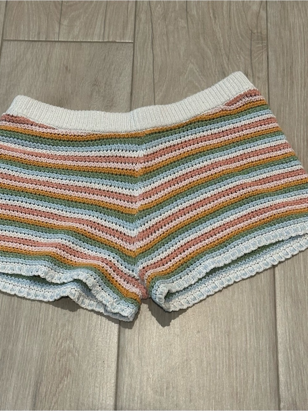 Nectar + Clothing Striped Crochet Knit Women’s Shorts - Multicolor Pastel